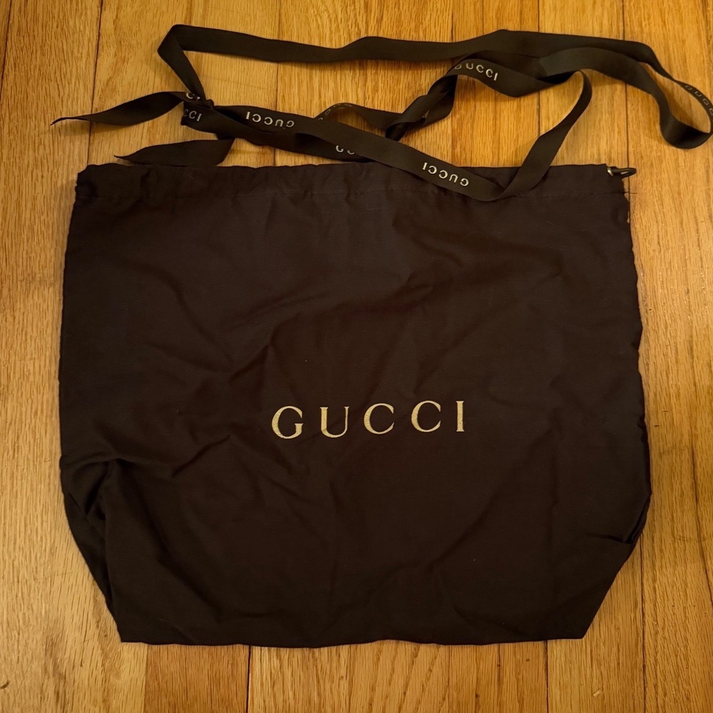 GUCCI Large Cedar Brown 100% Brushed Cotton Dust-Cover Pouch 14x11 plus ribbns